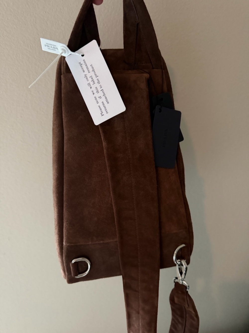 Prada Brown Suede Crossbody Sling Bag - Picture 5 of 12